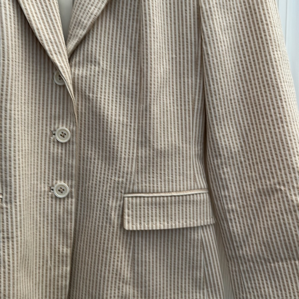 Ellie Tahari beige/ natural tan striped seersucker blazer - size 2 - Picture 9 of 9